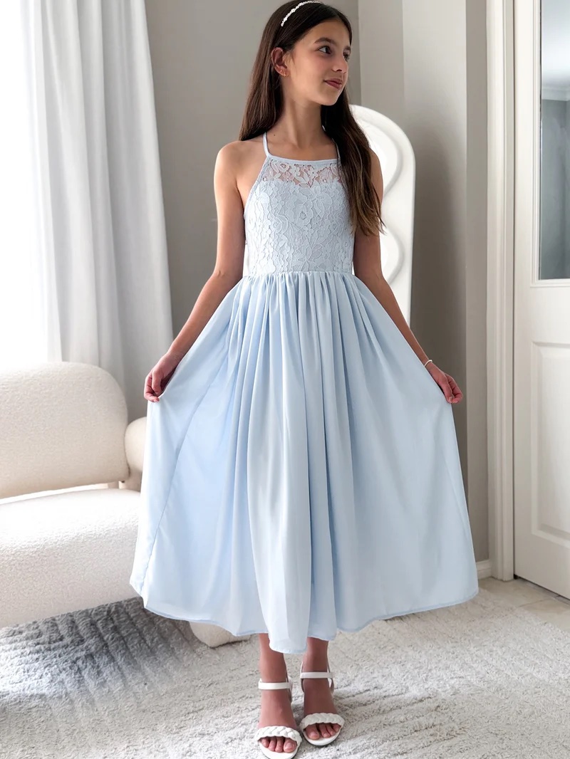 A Little Lacey - Isabelle Dusty Blue Girls Formal Dress - Image 5