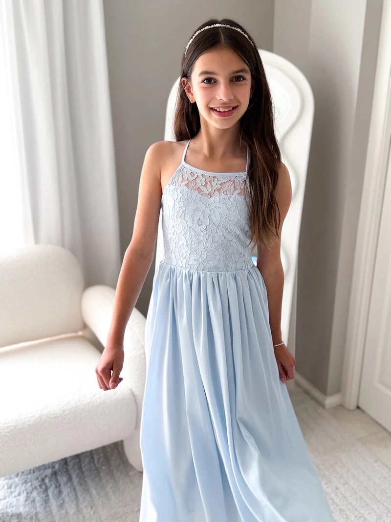 A Little Lacey - Isabelle Dusty Blue Girls Formal Dress - Image 6