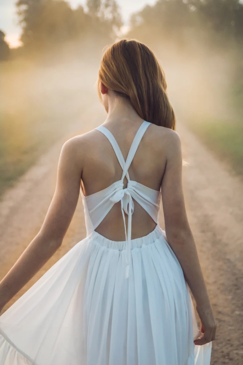 A Little Lacey - Olivia Girls High Low Dress - White - Image 6