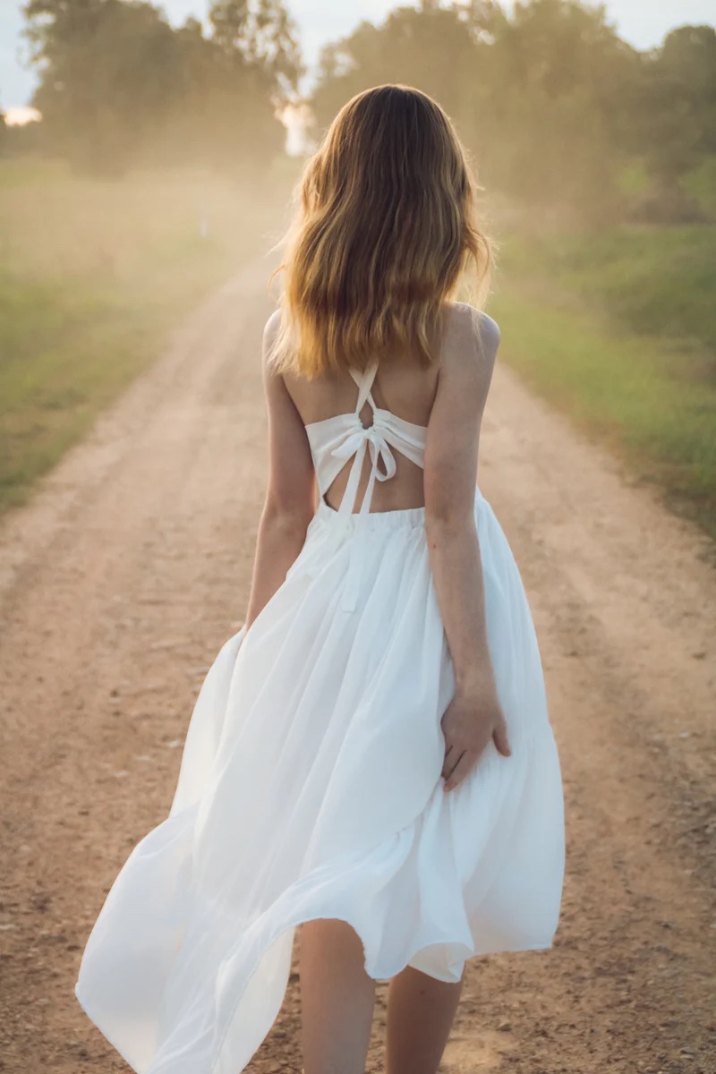 A Little Lacey - Olivia Girls High Low Dress - White - Image 8