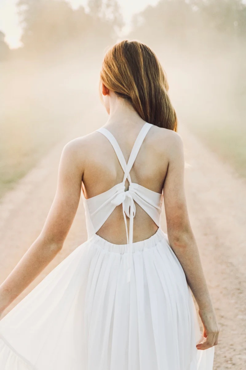 A Little Lacey - Olivia Girls High Low Dress - White - Image 9