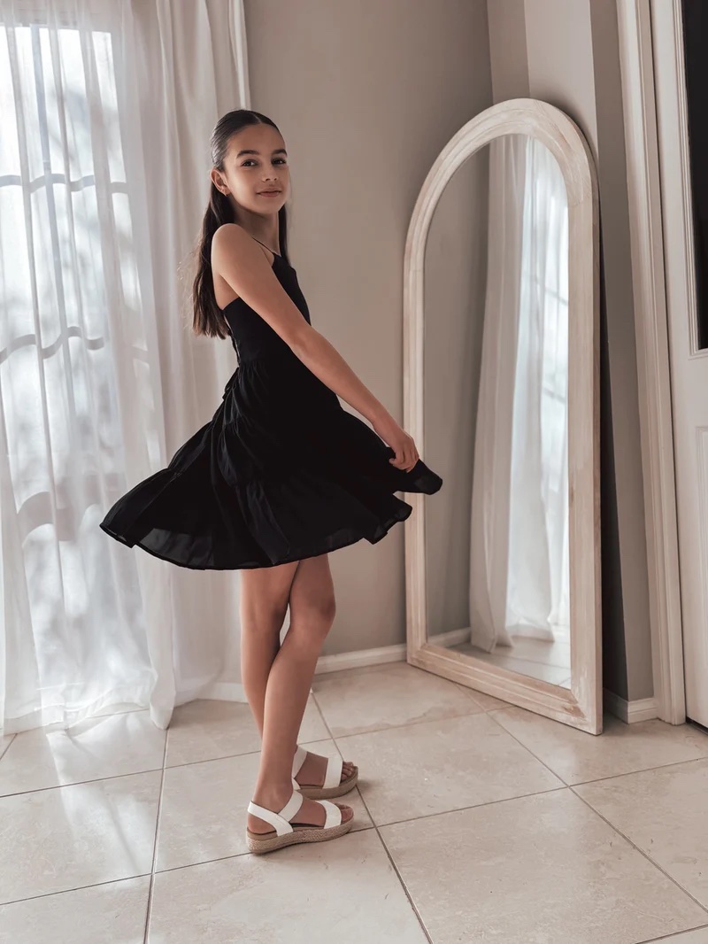 A Little Lacey - Phoebe Chiffon Girls Dress Black - Image 6