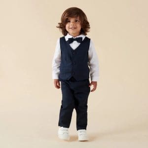 Finley Linen Vest - Navy