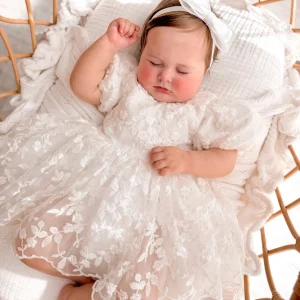 A Little Lacey Penelope White Embroidered Baby Dress