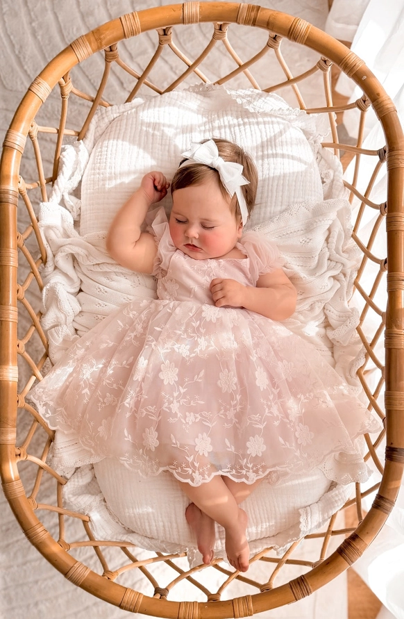 A Little Lacey Isla Rose Light Pink Baby Dress