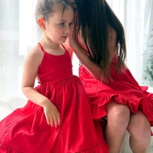 A Little Lacey Mia Girls Red Christmas Dress