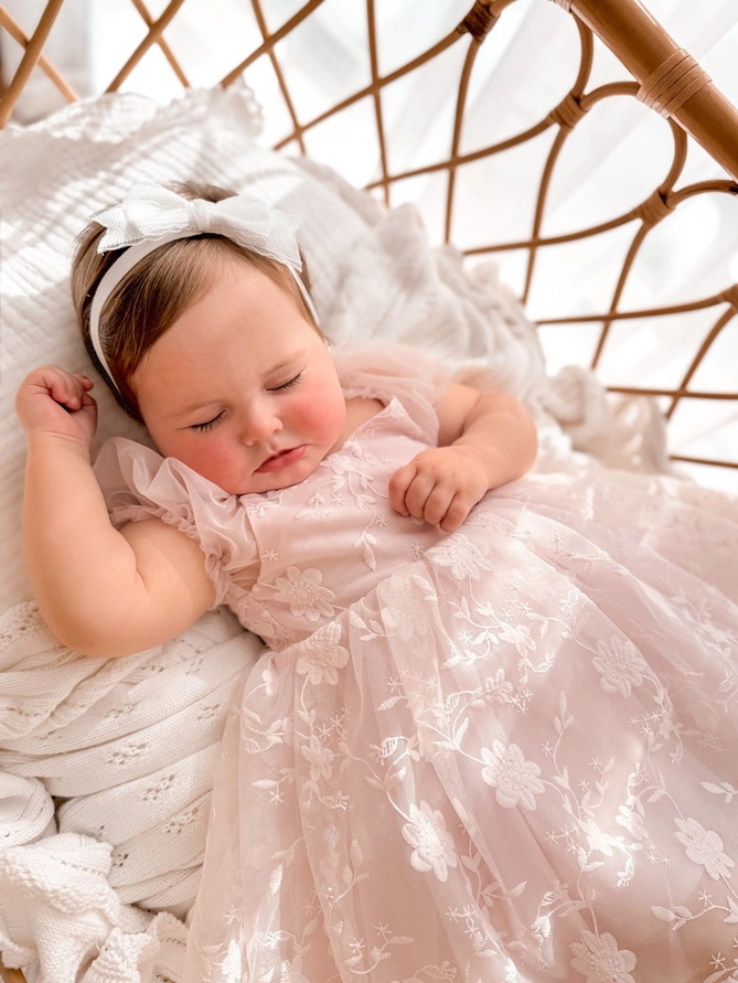 A Little Lacey Isla Rose Light Pink Baby Dress - Image 4