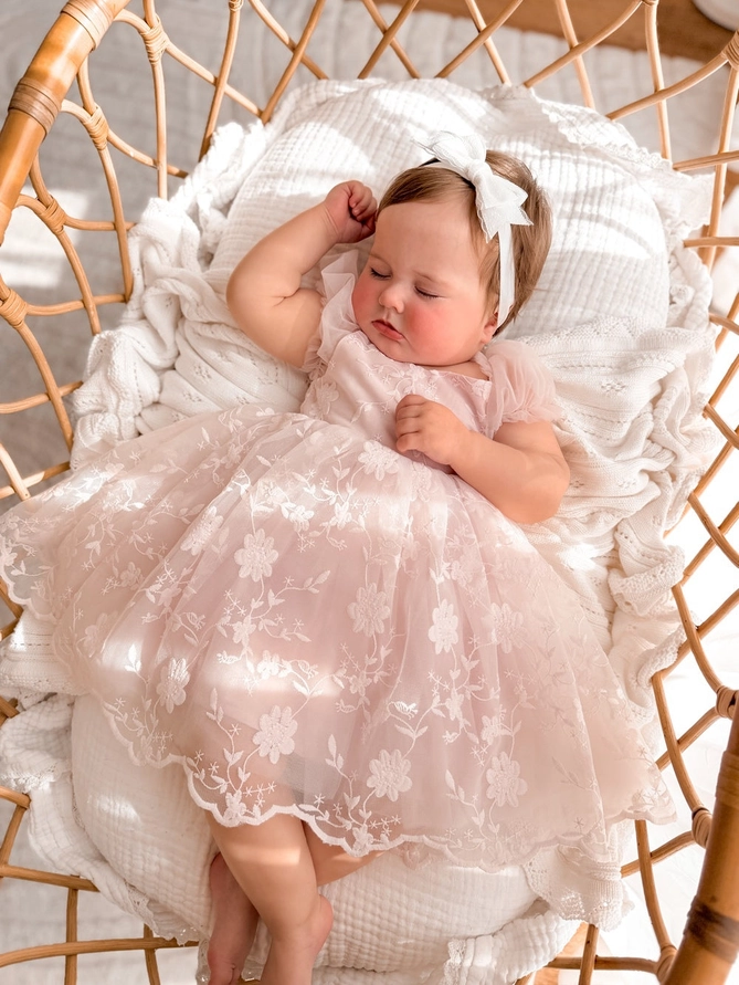 A Little Lacey Isla Rose Light Pink Baby Dress - Image 6