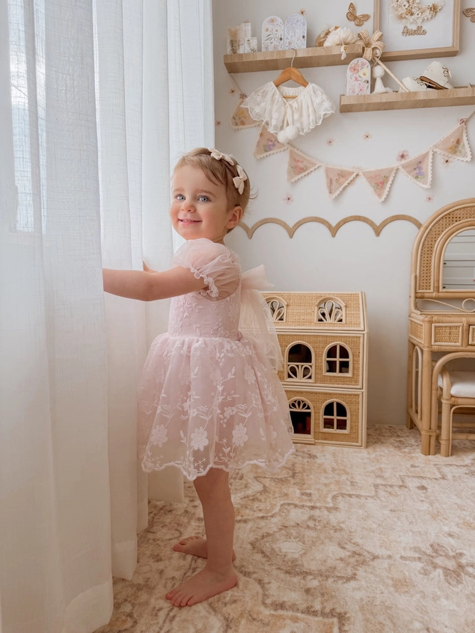 A Little Lacey Isla Rose Light Pink Baby Dress - Image 2