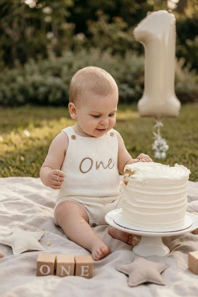'ONE' Single Romper - Milk - Image 2
