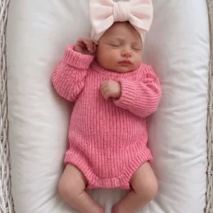 Petite & Co - Chunky Textured Knit Romper - Ballet Pink