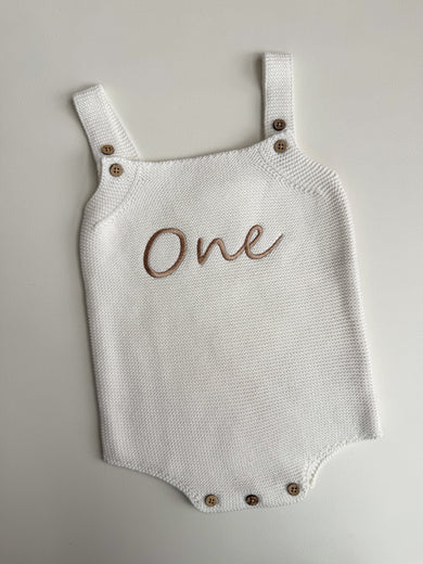 'ONE' Single Romper - Milk - Image 3