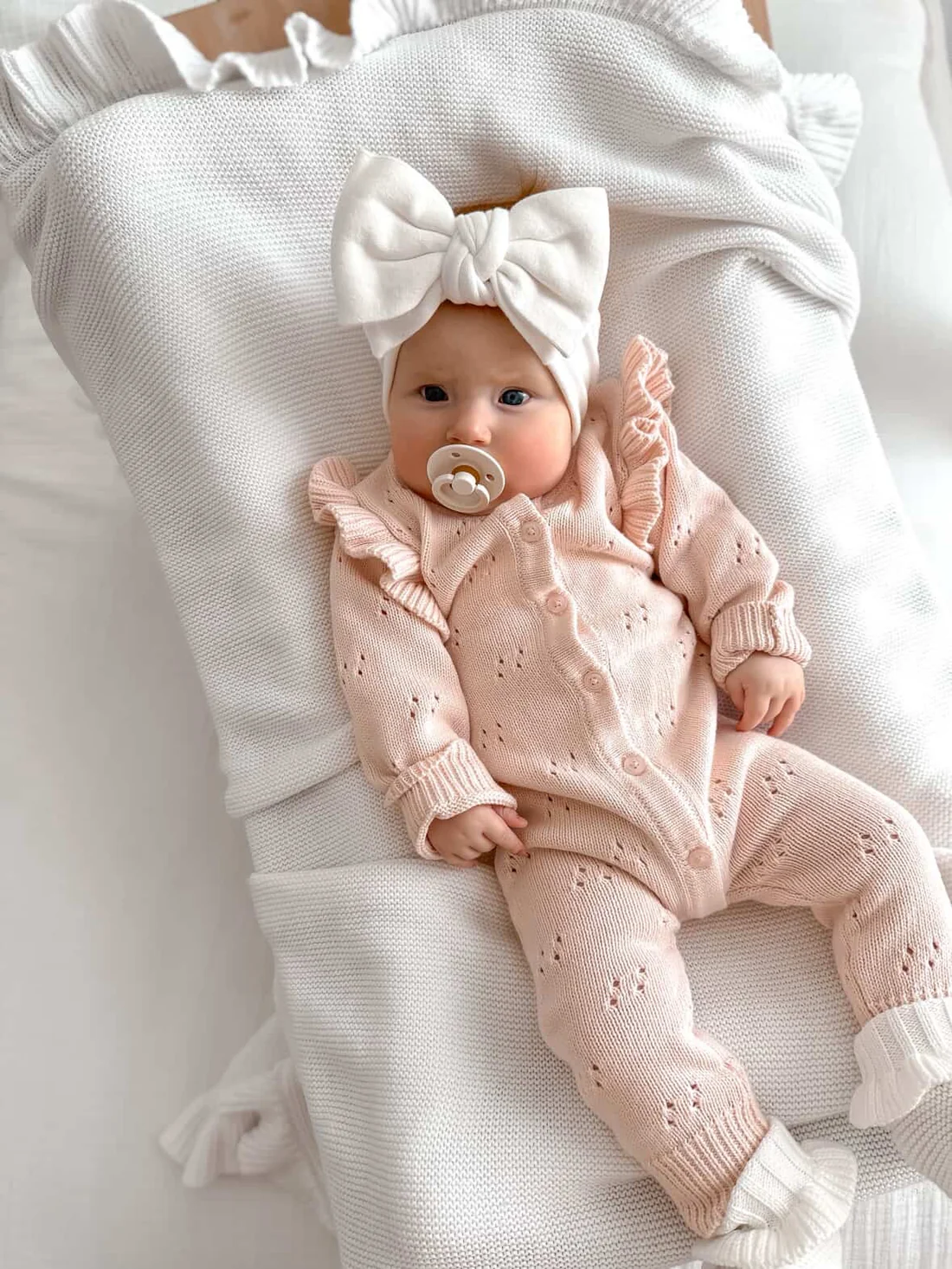 Long Pointelle Flutter Romper | Baby Pink - Image 2