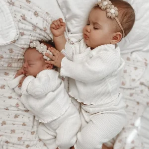 Petite + Co Ribbed Kimono Set | Milk
