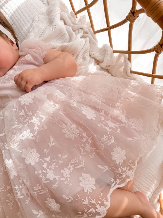 A Little Lacey Isla Rose Light Pink Baby Dress - Image 5
