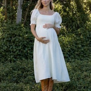 Fabia Reversible Tie Maternity Dress In Cream White